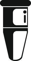 Poster - simple black and white icon of a test tube containing a sample ready for scientific analysis