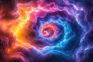 Wall Mural - psychedelic dreamscape poster swirling rainbow vortex with fractals and mandala patterns neon colors