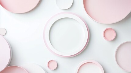 Poster - Pastel colors circles on neutral beige copyspace background simple geometric pattern