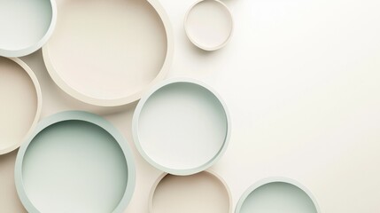 Poster - Pastel colors circles on neutral beige copyspace background simple geometric pattern