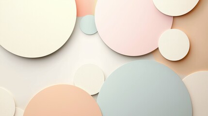 Poster - Pastel colors circles on neutral beige copyspace background simple geometric pattern