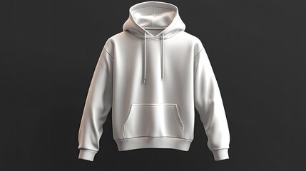 Wall Mural - Blank white hoodie with a pocket. Perfect for showcasing designs, logos, or text for apparel mockups.