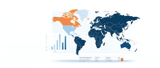  Stylish world map infographic displaying regions with vibrant colors and data visualizations for global insights.