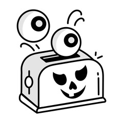 Canvas Print - A sketchy icon of toaster with dead eyes in it 

