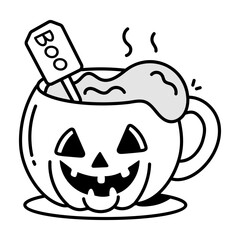 Sticker - Halloween cup icon in drawing style

