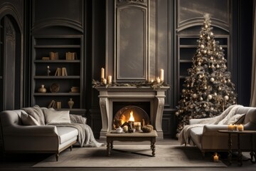 Wall Mural - Interior Christmas fireplace christmas.