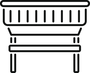 Poster - smart farm sensor standing on wooden surface icon, outline style