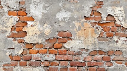 Wall Mural - An old brick wall with sections of crumbling mortar and bricks, creating a textured and aged appearance