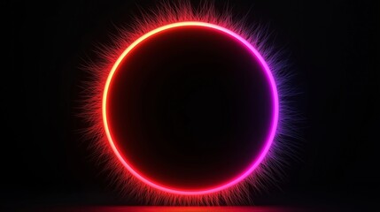 Poster - Vibrant Neon Circle with Glowing Light Effects in Dark