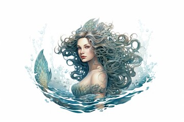 Wall Mural - Siren drawing portrait sketch.