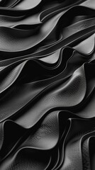 Wall Mural - A close-up of flowing black textured fabric, showcasing waves and folds.