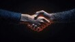 © Chonthicha - A handshake between two people is shown in a black background