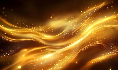 Wall Mural - Abstract Golden Waves with Sparkling Dust