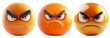 © Putra - Angry orange emojis with various expressions isolated on transparent background