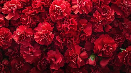 Wall Mural - A vibrant display of red carnations, symbolizing love and admiration.