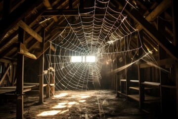 Sticker - Spider web architecture building attic.