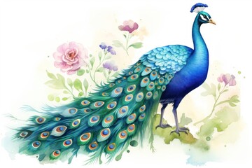 Canvas Print - Peacock cartoon animal bird.