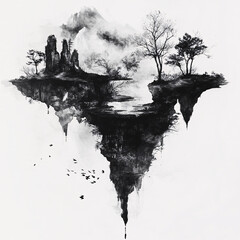 Abstract Black and White Landscape