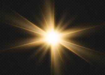 Wall Mural - light effects, glare, glitter, explosion, golden light, vector illustration. shining golden stars.