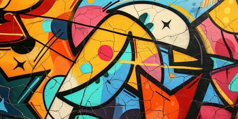 Wall Mural - Vibrant Abstract Mural in Urban Setting created by ai