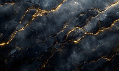 Wall Mural - Black Marble with Golden Veins and Specks