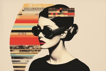 Poster - Modern collage sunglasses portrait adult.