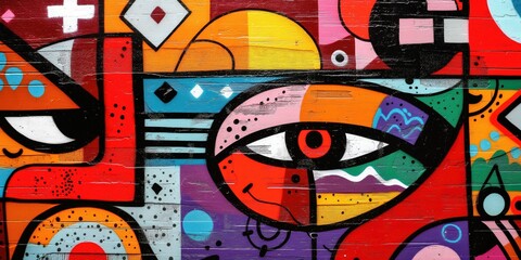 Wall Mural - Vibrant Abstract Mural in Urban Setting created by ai