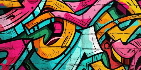 Wall Mural - Vibrant Abstract Mural in Urban Setting created by ai