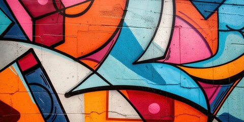 Wall Mural - Vibrant Abstract Mural in Urban Setting created by ai