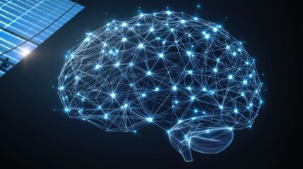 Poster - A conceptual image of a brain with glowing network connections, symbolizing artificial intelligence and neural technology.