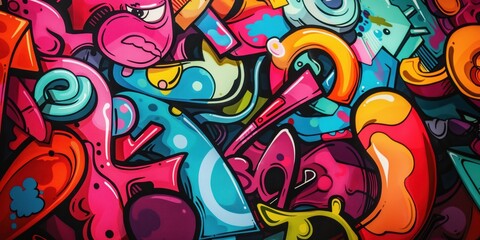 Wall Mural - Vibrant Abstract Mural in Urban Setting created by ai