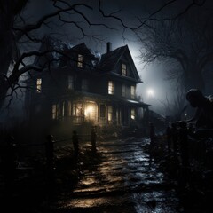 Canvas Print - Horror house architecture building outdoors.