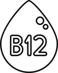 Poster - Simple outline of a water drop containing vitamin b12, emphasizing its importance for a healthy lifestyle