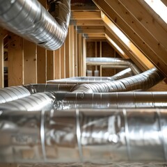 air ducts in a construction home, white background