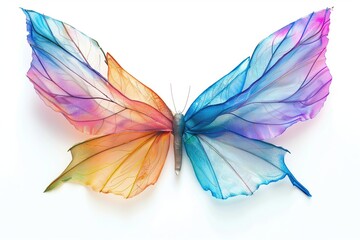 Sticker - A colorful butterfly with translucent wings resembling a blend of vibrant colors.