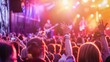© Cornflakesei - Crowd of People at a Concert with Raised Hands, Stage Lights, and a Musician on Stage