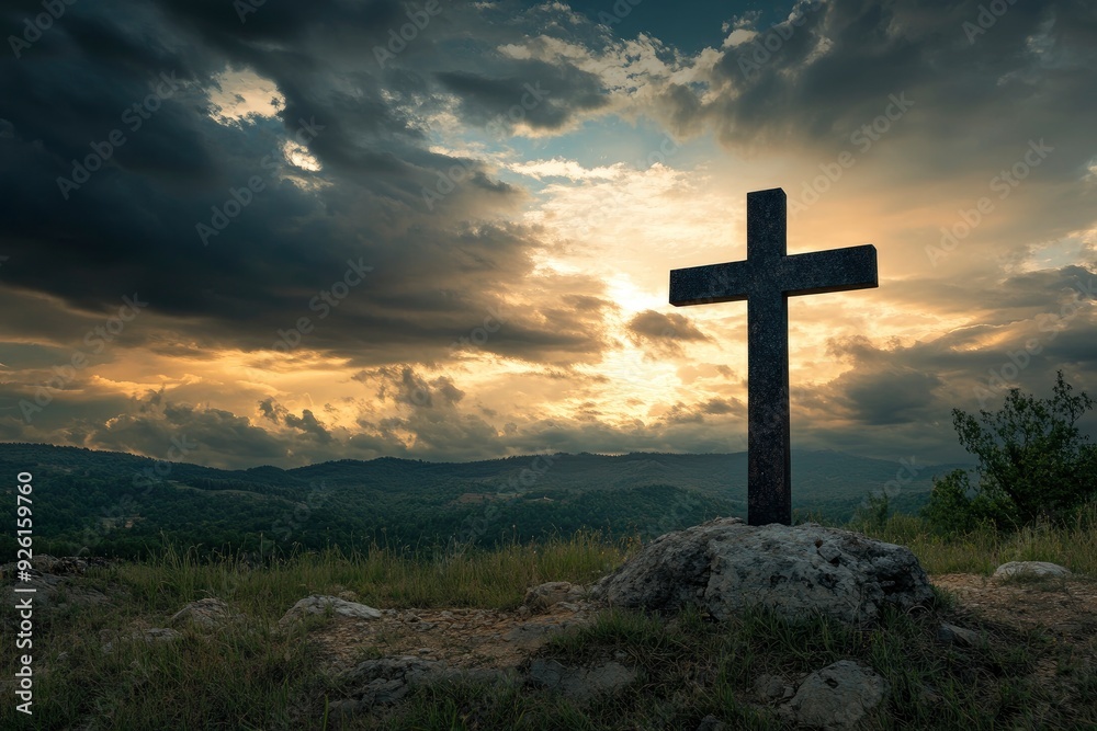 Holy cross symbolizing the death and resurrection of jesus christ with ...