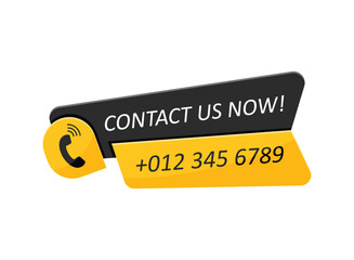 Poster - Call us button icon in flat style. Phone number place vector illustration on isolated background. Telephone interface sign business concept.