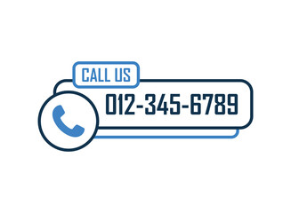 Poster - Call us button icon in flat style. Phone number place vector illustration on isolated background. Telephone interface sign business concept.