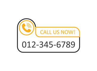 Poster - Call us button icon in flat style. Phone number place vector illustration on isolated background. Telephone interface sign business concept.