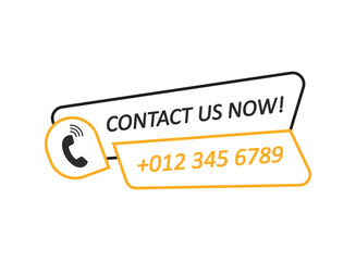 Poster - Call us button icon in flat style. Phone number place vector illustration on isolated background. Telephone interface sign business concept.