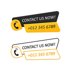 Poster - Call us button icon in flat style. Phone number place vector illustration on isolated background. Telephone interface sign business concept.
