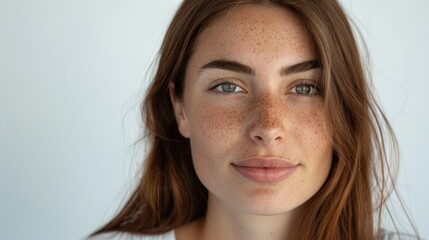 Wall Mural - Portrait of a Young Woman with Freckles