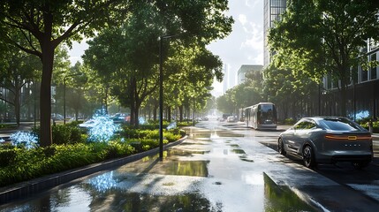 Poster - Futuristic urban energy grid with AI-optimized distribution and augmented reality interfaces