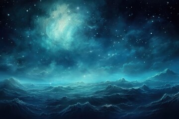 Sticker - Sea backgrounds astronomy nature, digital paint illustration.  image