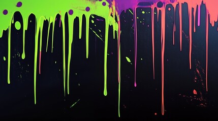 Wall Mural - Vibrant Dripping Paint Artwork with Neon Colors