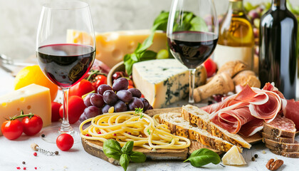 Wall Mural - Still life with various types of Italian food