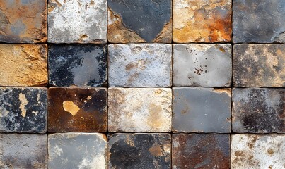 Wall Mural - Weathered and Distressed Square Tile Wall