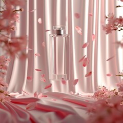 Wall Mural - Parfume glasses bottle  petal cosmetics perfume.