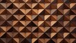© Aleksander - A textured wall made of wooden panels arranged in a geometric pattern, featuring triangular shapes in various shades of brown.